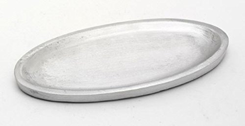Kerzenteller oval 16 x 7 cm Aluminium Silber matt für Ovalkerzen, Ellipsen, Hochzeitskerzen, Taufkerzen