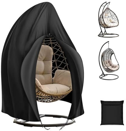 SIRUITON 120x205cm 420D Regenabdeckung Abdeckung für Hängesessel Schwingsessel Reißfest Oxford Gewebe und Innen mit PU Beschichtet Schwarz -20 Monate Garantie