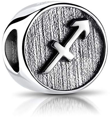 MATERIA Sternzeichen Schütze Anhänger Silber 925 - Beads Perle Charms für Armband oder Kette antik schwarz #593