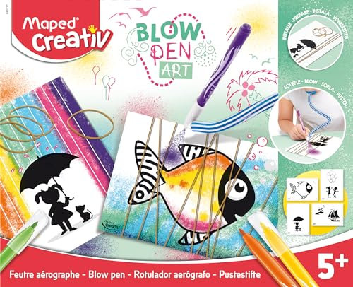 Maped CREATIV 846710 Puste-Stifte Blow Pen String Art-mit Spüh-und Malvorlagen