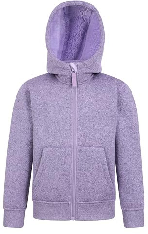 Mountain Warehouse Nevis Kids Hoodie - Full Zip Winter Top, Warm Hood, Ribbed Cuffs & Hem, 2 Front Pockets - Suitable For Boys & Girls Lilac Kids Size 11-12 Years