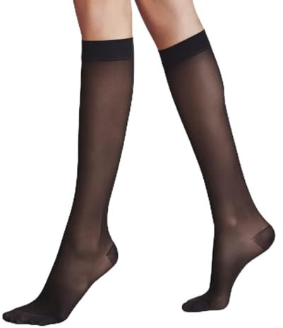 FALKE Damen Kniestrümpfe Energize 30 DEN W Kh transparent mit Kompression 1 Paar, Schwarz Black 3009, 37-38