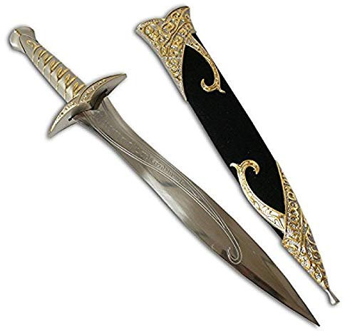 Sword Stich Schwert Herr der Ringe als Dolch des Hobbits Frodo mit Edelstahlklinge u. Scheide - Deko Schwerter LOTR Outdoor