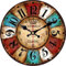 VIKMARI Reloj De Pared De Cuarzo, Reloj Colgante Silencioso De Madera, Reloj Rústico Redondo con Pilas, Reloj De Pared Interior Vintage Fácil De Leer |Coloridos Números Arábigos|14