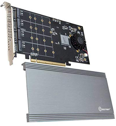 IOCrest QUAD M.2 NVMe Ports to PCIe 3.0 x16 Interface (x8 Bandwidth) Bifurcation Riser Controller