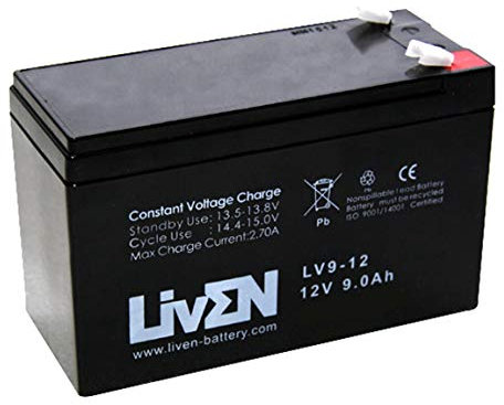 Batería AGM 12V 9Ah C-20 Sin Mantenimiento - Equipos Seguridad/Médicos/SAI/Comunicación/Emergencia | LIVEN LV9-12