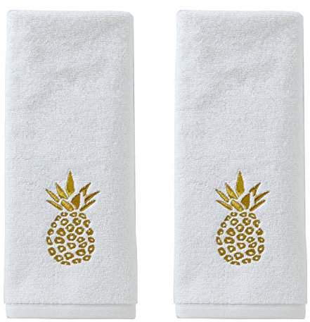 SKL Home by Saturday Knight Ltd. Handtuch-Set, Ananas, vergoldet, Weiß, 2 Stück
