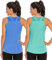 Nekosi Damen Yoga Tanktops Ärmelloses Sportshirt Kleidung Mesh Zurück Fitness Laufen Shirt Sport Oberteile Grau Blau XL, 2er Pack