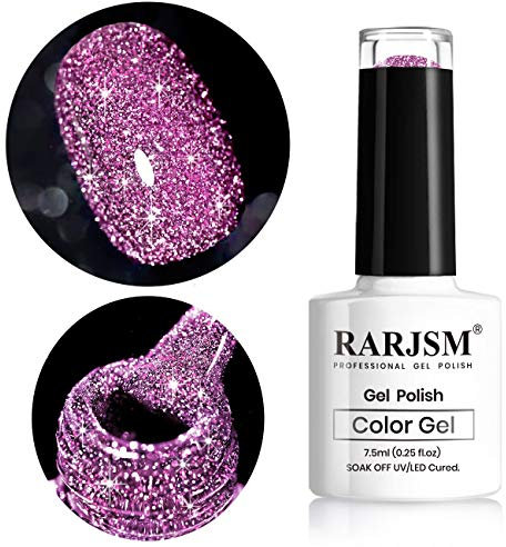 RARJSM Bright Purple Glitter Nail Polish,Sparkle Glitter Gel Polish,Shiny Glitters Gel NailPolish Requires Drying Under LED Lamp for Women Nail UV Beauty Art Design Salon DIY Home 1Piece 7.5ML
