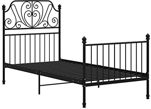 vidaXL Bettgestell Metallbett Schlafzimmer Bett Einzelbett Schlafzimmermöbel Bettrahmen Lattenrost Pulverbeschichtetes Metall Schwarz 90x200cm