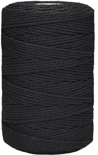 Ficelle de boucher en coton de 150 m pour travaux manuels, torréfaction, emballage cadeau, bricolage, décoration, jardinage, matériaux d'emballage, noir