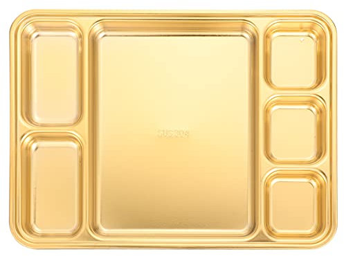 YARNOW Edelstahl Kinderschüsseln Lunch Tablet Teller Unterteilt Menüteller 6 Fach Trennteller Speiseteller Essens Esslernteller Kantinen Geschirrteller für Schule Buffet Mittagessen ESS