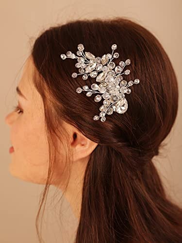 Kercisbeauty Crystal Rose Gold 11cm Hair Piece for Women and Girls Wedding Bridal Hair Clips Boho Cute Rhinestones Hair Accessory (Rose Gold)