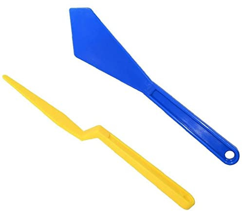 Danlai 2pcs Tint Tools Corner Gasket Squeegee for Hard to Reach Area Yellow Long Handle Shank Squeegee + Blue Chisel Squeegee
