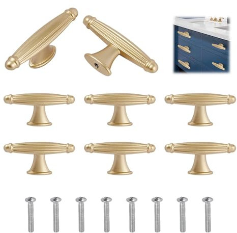 8 Pcs Drawer Knobs Cupboard Handles Door Knobs Cabinet Handles Gold Kitchen Door Handles Dresser Knobs for Wardrobe Cupboards Drawers Closets Bookcase Dressing Tables in Kitchen Living-Room Bathroom