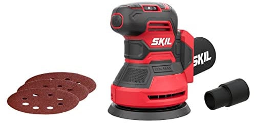 Skil Akku Exzenterschleifer 125mm 3745CA „20V Max“ (18 V) – Schleifer mit 125mm Schleifteller – Mit Staubbeutel & Staubsaugeradapter und 3 Klettschleifblättern SR1E3745CA