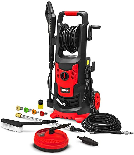 BRICK Nettoyeur Haute Pression 2100W - 165 Bars avec Moteur à Induction + Accessoires