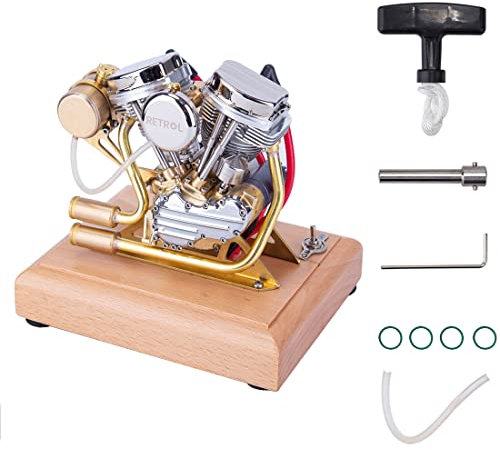 MOLVUS 4,2-cm³-Verbrennungsmotor-Modellbau, Retrol OHV V-Twin Zweizylinder-Quadrat-Mini-V2-Motormodell, Motorradmotor-Bausatz, physikalisches Experimentierspielzeug für Erwachsene