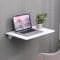 Pantanal Wall Mounted Floating Table Drop-Leaf Folding Laptop Desk Shelf for Small Space, Wood Little Collapsible Wall Hanging Computer Desk Workstation for Home Office (White)