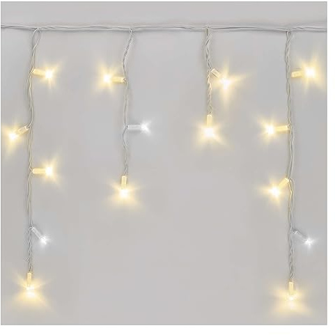 EMOS Connect System 3m Eisregen Lichterkette Profi, Weihnachtslichterkette 50 LEDs, Erweiterungsteil C (ohne Anschlusskabel und Adapter), IP44 für Innen und Außen, 2farbige Lichteffekte, weiß