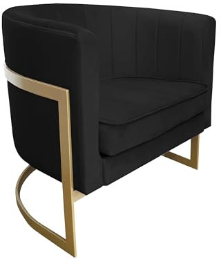 MartHome Moderner Sessel Goya - Sessel im LOFT-Stil, Velvet Polstersessel für Wohnzimmer, Schlafzimmer - Cleanaboo & PETPROOF - Sessel Wohnzimmer, Lesesessel Relaxsessel (Schwarz MG19, Gold)