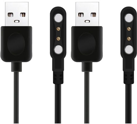 BaiWeiDun [2 Pack] Smart Watch Charger Cable, Magnetic SmartWatch Accessories Charger Cable 2 Pin Cord, Charger Contact pin spacing 4 mm for Smart Watch, Fitness Tracker (2)