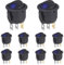 VEXUNGA Rund Kippschalter 3 Polig Wippschalter Schalter Beleuchtet 6A 250V AC 10A 125V mit LED Blau 2 Position Ein/Aus Schwarz Einbauschalter Selbsthemmung Runde (10 Stück)