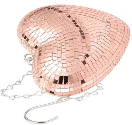 Disco Heart Glass Decoration for Party (Rose Gold) Pendant Disco Hanging Disco Decoration Disco Glass Decorative Mirror Prom