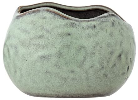 Bloomingville Grüner Blumentopf aus Steingut, Teil der Pennie-Kollektion, organisch geformter Topf mit glänzender Glasur, ideal für den Hausgarten, L16,5 x H11 x B13 cm, leichte Farbabweichungen