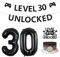 Sursurprise Level 30 Unlocked Birthday Decorations, 30th Birthday (Gamer) Party Pack with Cake Topper, Banner, Balloons, Ribbons in Black