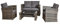 BUYEREMPIRE 4 Piece Outdoor Rattan Garden Furniture Set 1 Double seat Sofa, 2 Armchairs & 1 Glass Table Patio Conservatory Wicker Indoor/Outdoor Sitting with Cushions