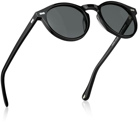 CARFIA Sonnenbrille Herren Polarisiert, Retro Rund Acetat-Rahmen, UV 400 Modebrille für Fahren und Angeln