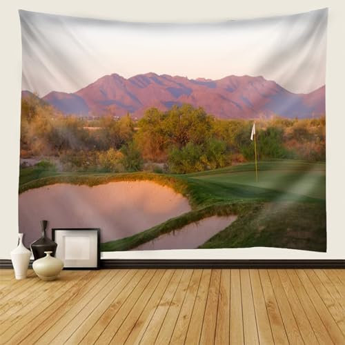 Mesnt Wandbehang Landschaft, Rasen Berge Landschaft Groß Wanddeko für Schlafzimmer Wohnzimmer Wohnheim, 150x130cm