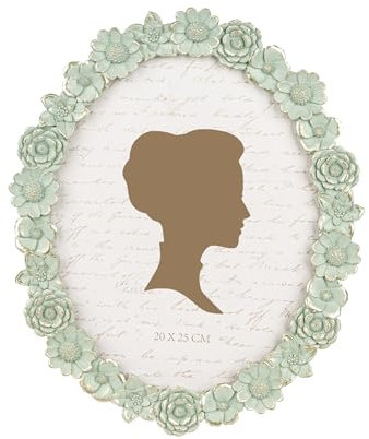 AELS 20,3 x 25,4 cm Vintage-Bilderrahmen, eleganter antiker ovaler Bilderrahmen mit Glasfront, Foto-Display, Tisch-Wandbehang, Geschenkideen, grüne Blume