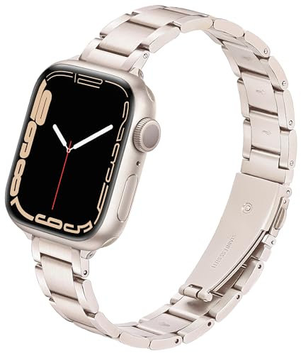 Ocaer Compatible with Apple Watch Straps 42mm 41mm 40mm 38mm, Stainless Steel Metal iWatch Strap for Series 11 10 9 8 7 6 5 4 SE 3 2 1, Slim Apple Watch Bracelet for Women (Starlight)