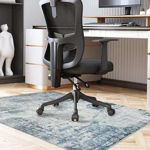 Famibay Tappeto Sedia Ufficio 90 x 120 cm Tappeto Salvapavimento Antiscivolo Tappeto per Sedia con Ruote Gaming Blu per Pavimenti Duri Parquet Piastrelle