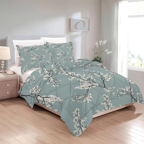 Boceoey Bettdecke 135x200 Jahrgang Ganzjahresdecke, 4 Jahreszeiten Bettdecken 135 x 200 Blume Blumen Muster Wende Steppdecke Schlafdecke mit 2 Kissenbezüge, Waschbare Bettdecke ohne Bezug G-373