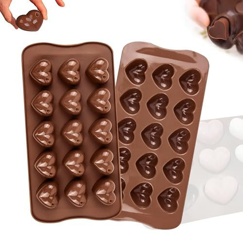 Moule pour Chocolat, Moule en Silicone en Forme de Cœur, Moule Fondant Bougie, Moule Silicone Bonbon, Moule à Chocolat en Silicone, 2 Pièces Moule en Silicone Antiadhésif pour Bonbons