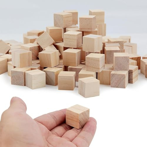 9pcs Cubos de Madera 50mm Cubos de Madera Blanca Bloques de Madera Natural Cuadrado de madera DIY para DIY Pintura Manualidades Decoración Números Puzzle Building Blocks
