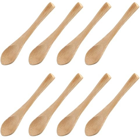 BOHUIZ 8 Pcs Small Wooden Spoons, 3.5 Inch Mini Wooden Spoons Handmade Tiny Spoons for Cooking Sugar Sauces Creamer Honey Salt Tea Coffee Jam Kitchen Supplies