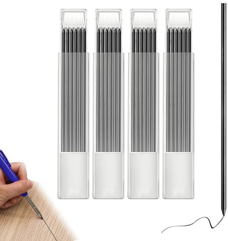 vcsjw 24 Stück Bleistiftminen 2.8mm Bleistiftminen für Tischler,Solide Bleistift Minen Ersatzminen für Architekt Zimmerei Skizzen Schreiben Tieflochmarker,Graphit Minen - Schwarz