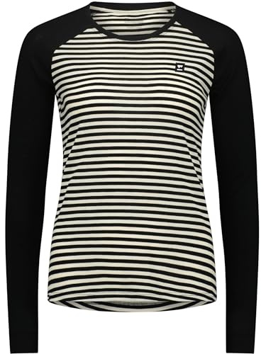 Mons Royale Damen Icon Merino Raglan Longsleeve, mr Stripe-Black, S