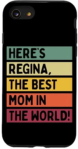 Hier ist Regina, die beste Mutter der Welt, Muttertags-Retro Hülle für iPhone SE (2020) / 7 / 8