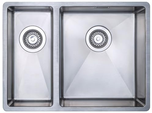 Austen & Co. Orla 1.5 Bowl Stainless Steel Kitchen Sink – Inset or Undermount, 10mm Radius, Waste Kit Included