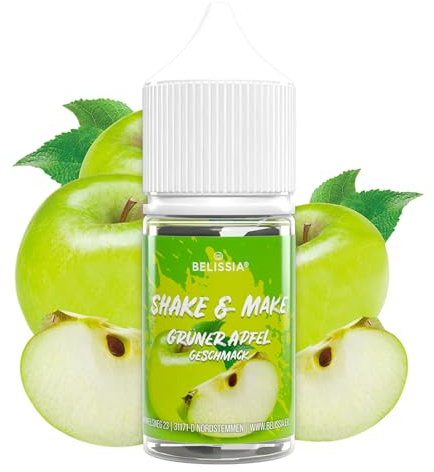Belissia Shake and Make Grüner Apfel Geschmack 30ml Lebensmittelaroma | Hochdosiertes Aroma, vegan, ohne Zusatzstoffe, für Backen, Speisen, Getränke, Shakes, DIY und Raumduft