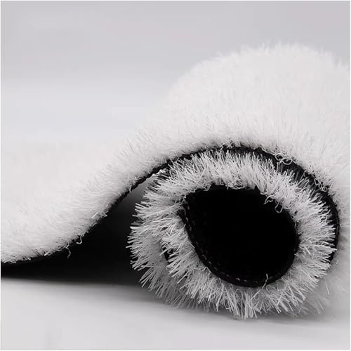 Tapis de gazon artificiel blanc haute densité – Tapis de pelouse avec drainage pour maison, entrée, balcon et jardin – Rouleau de gazon résistant à la décoloration (1 m x 1 m)
