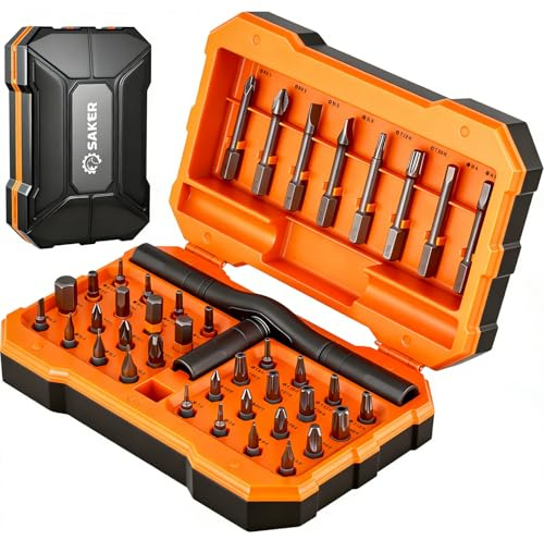 Saker 42-in-1 Magnetisches Schraubendreher-Set mit Ratsche, T-Griff, Multi-Bit-Werkzeug-Set für Weihnachtsgeschenke, Zuhause, Computer, Fahrrad, Möbel und DIY-Projekte, Dunkelorange