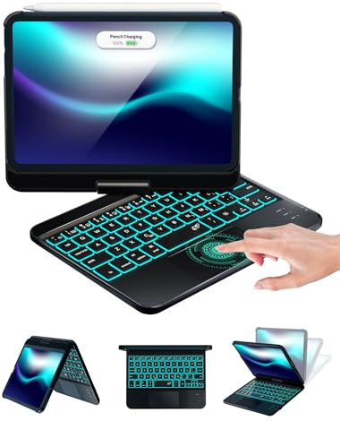 Baisla for iPad mini A17 Pro Keyboard Case(2024)&iPad mini 6 Keyboard Case (2021),Premium Hardshell Keyboard Cover with Trackpad,360 Swivel&7 Color Backlit for iPad mini 7th/6th Gen 8.3 (Dark Black)