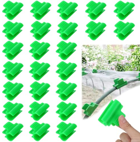 50 Stück Gewächshausfolien Clips, 16mm Kunstoff Gewächshaus Klemmen, Garten Zubehör Pflanzenclips, Garten Schattenrohr Clips für Pflanzenverlängerung, Vogelnetz, Gartennetzabdeckung