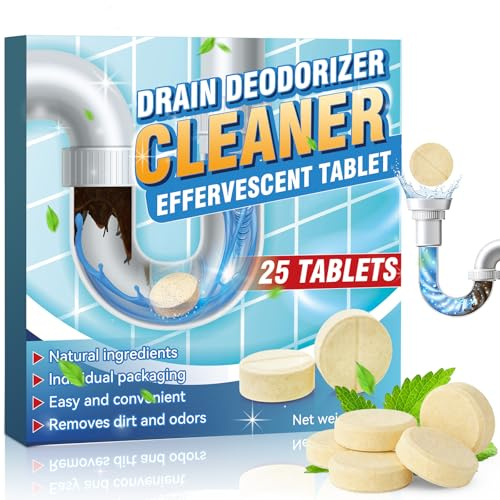 Pastilles Désodorisantes pour Canalisations, Lot de 25 Deboucheur Canalisation Professionnel, Deboucheur Evier, Élimine Efficacement Résidus et Odeur Canalisation, Pour Cuisine, Salle de Bain et WC